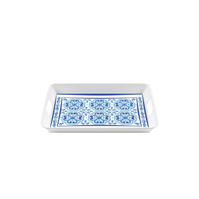 RECTANGULAR TRAY WITH HANDLES "BLUES"