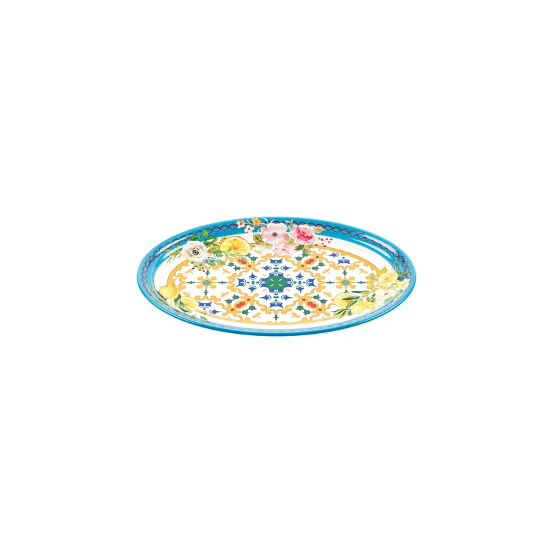 SMALL OVAL TRAY ''FLOWER&LEMON''