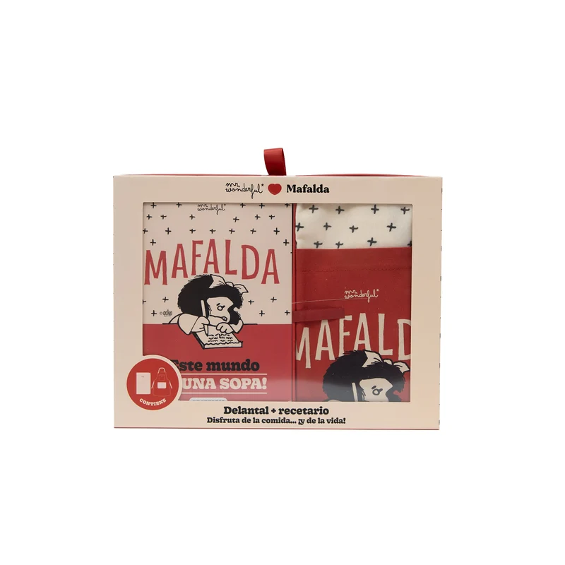 Set de delantal + recetario Mafalda - ¡Este mundo es una sopa!