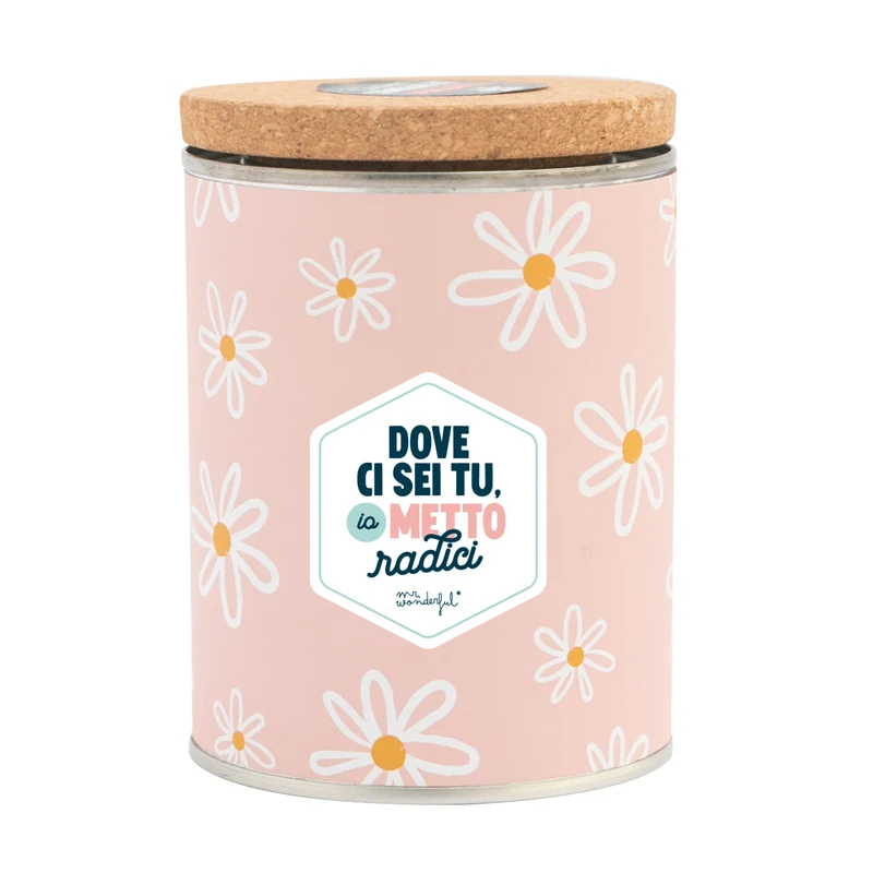 Vaso di latta con semi - Dove ci sei tu, io metto radici
