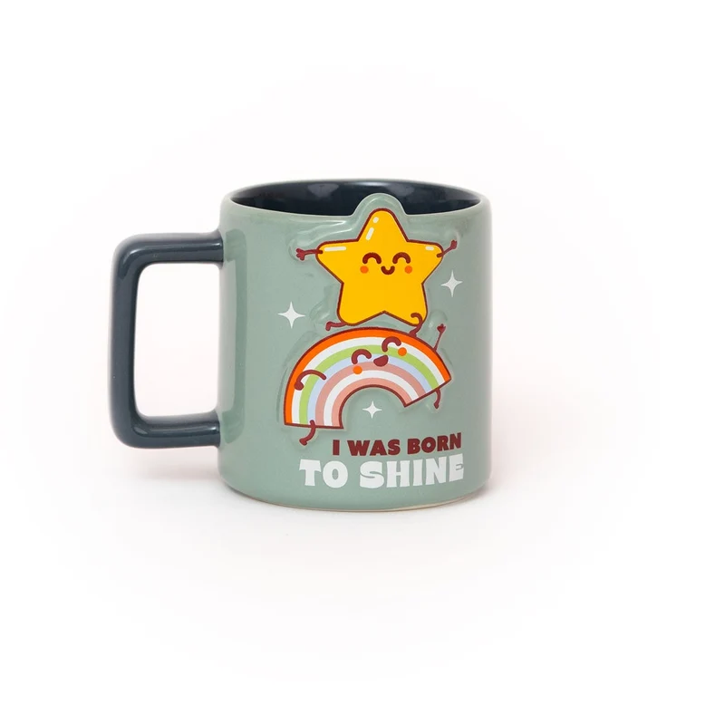 Taza 3D estrella y arcoíris - I was born to shine