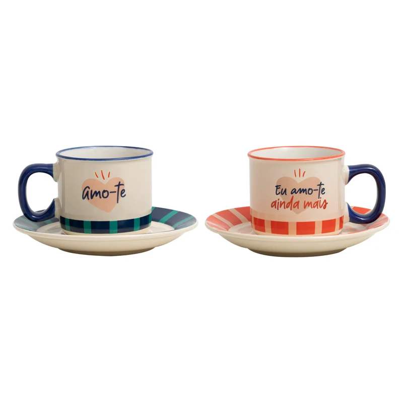 Conjunto de 2 chávenas de espresso para mostrar um amor verdadeiro