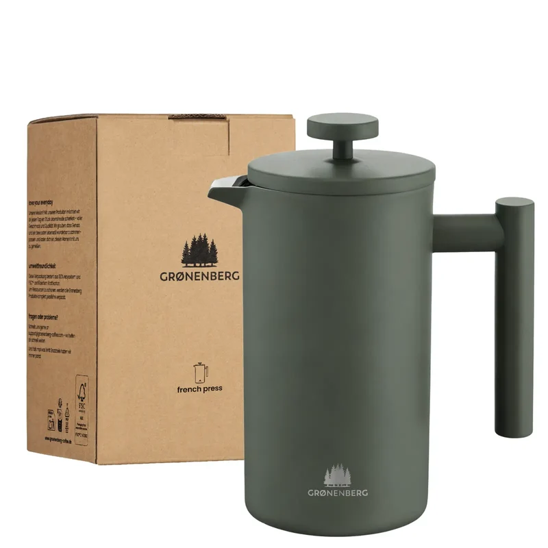 Cafetière à piston en inox avec revêtement couleur - 1L