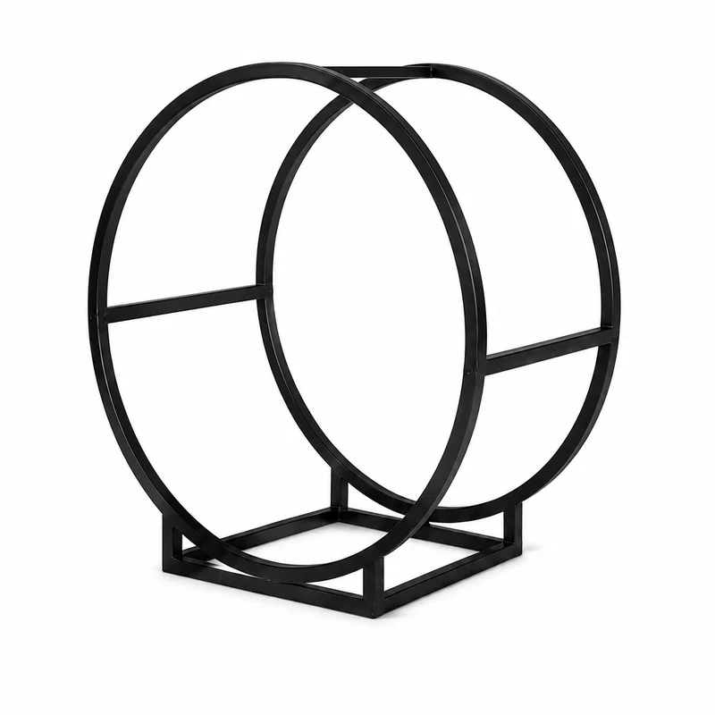 Portalegna Rotondo in Ferro e Acciaio Nero 50 x 25 x 51,5 cm Il Gruppone