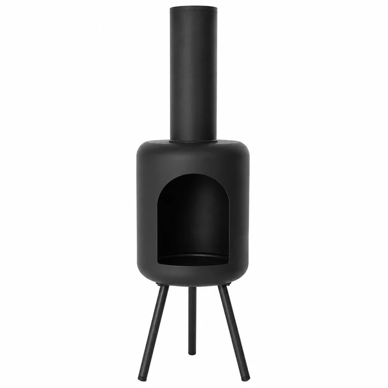 Caminetto da Esterno in Acciaio e Ferro Nero 30 x 30 x 114 cm Il Gruppone