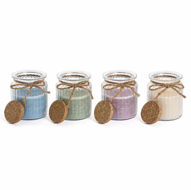 Set 4 Candele Profumate in Vetro con Coperchio in Sughero, Il Gruppone