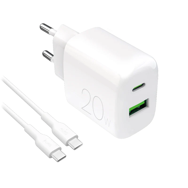 Kit Energia 20W USB‑A/USB‑C + cavo USB‑C