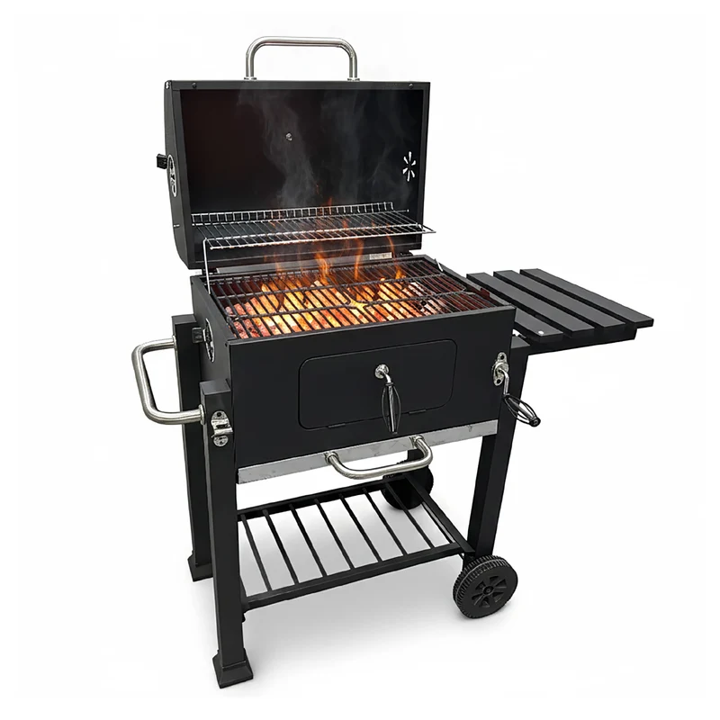 Barbecue a Carbone con Coperchio e Termometro,1 Griglia di Cottura