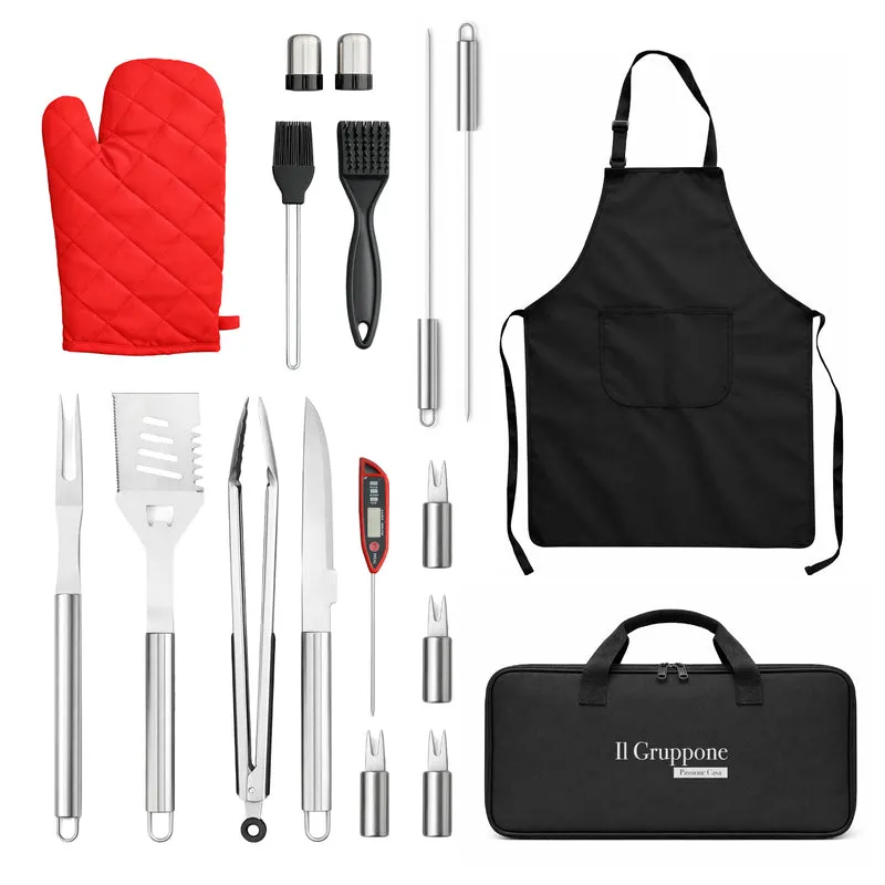 Set BBQ Professionale Acciaio Inox Kit da 7 e da 17 Pezzi Il Gruppone