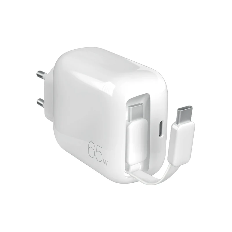 Caricatore GaN 65W con cavo USB‑C retrattile