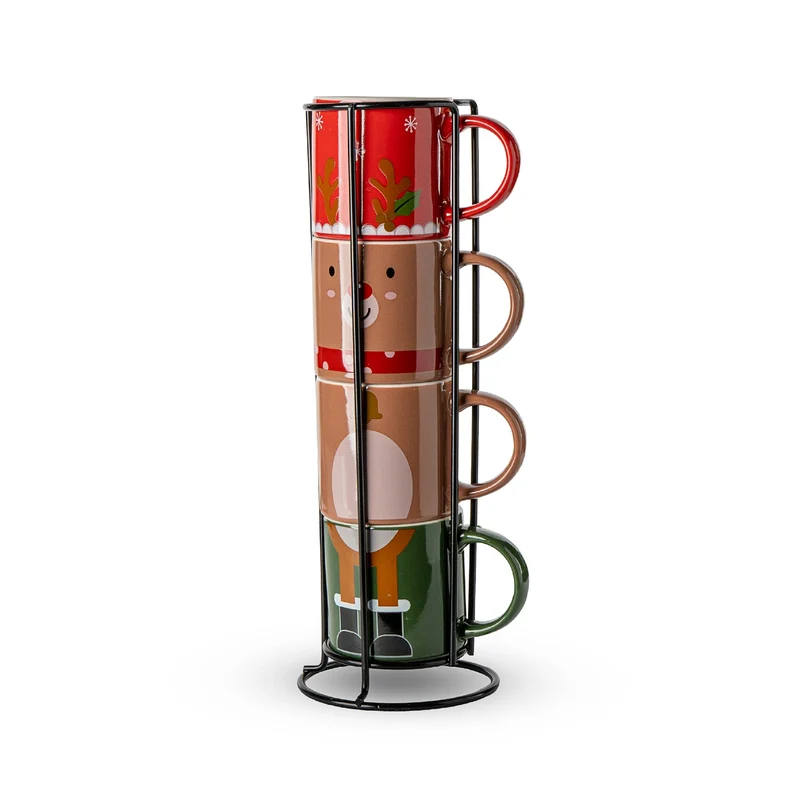 Set 4 Tazzine da Caffè Impilabili in Porcellana Il Gruppone