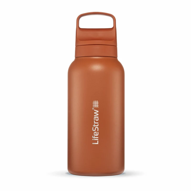 Gourde filtrante isotherme en inox - Go Steel 1L (Orange Kyoto)