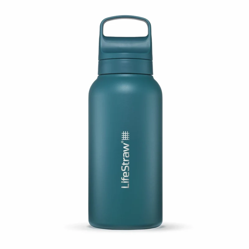 Gourde filtrante isotherme en inox - Go Series 1L (bleu lagune)