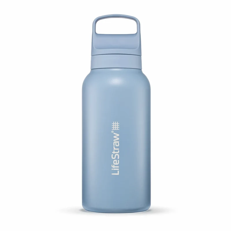 Gourde filtrante isotherme en inox - Go Series 1L (bleu clair)