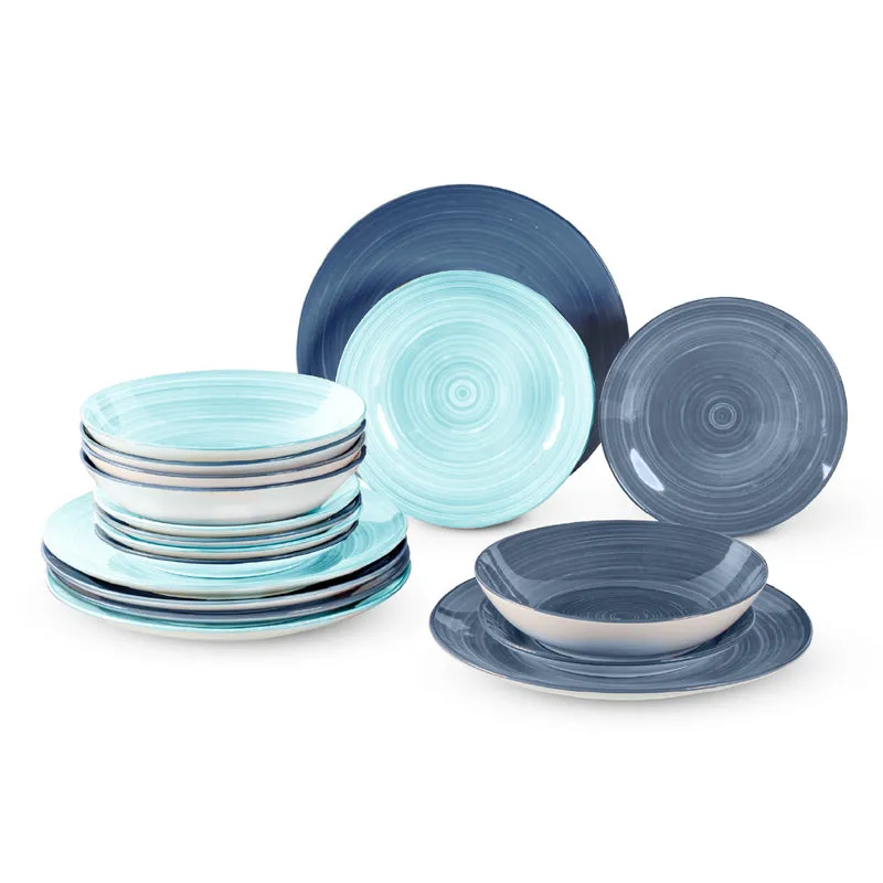 Set 18 Piatti in Porcellana Colorati Servizio Tavola Moderno in 3 Modelli Il Gruppone