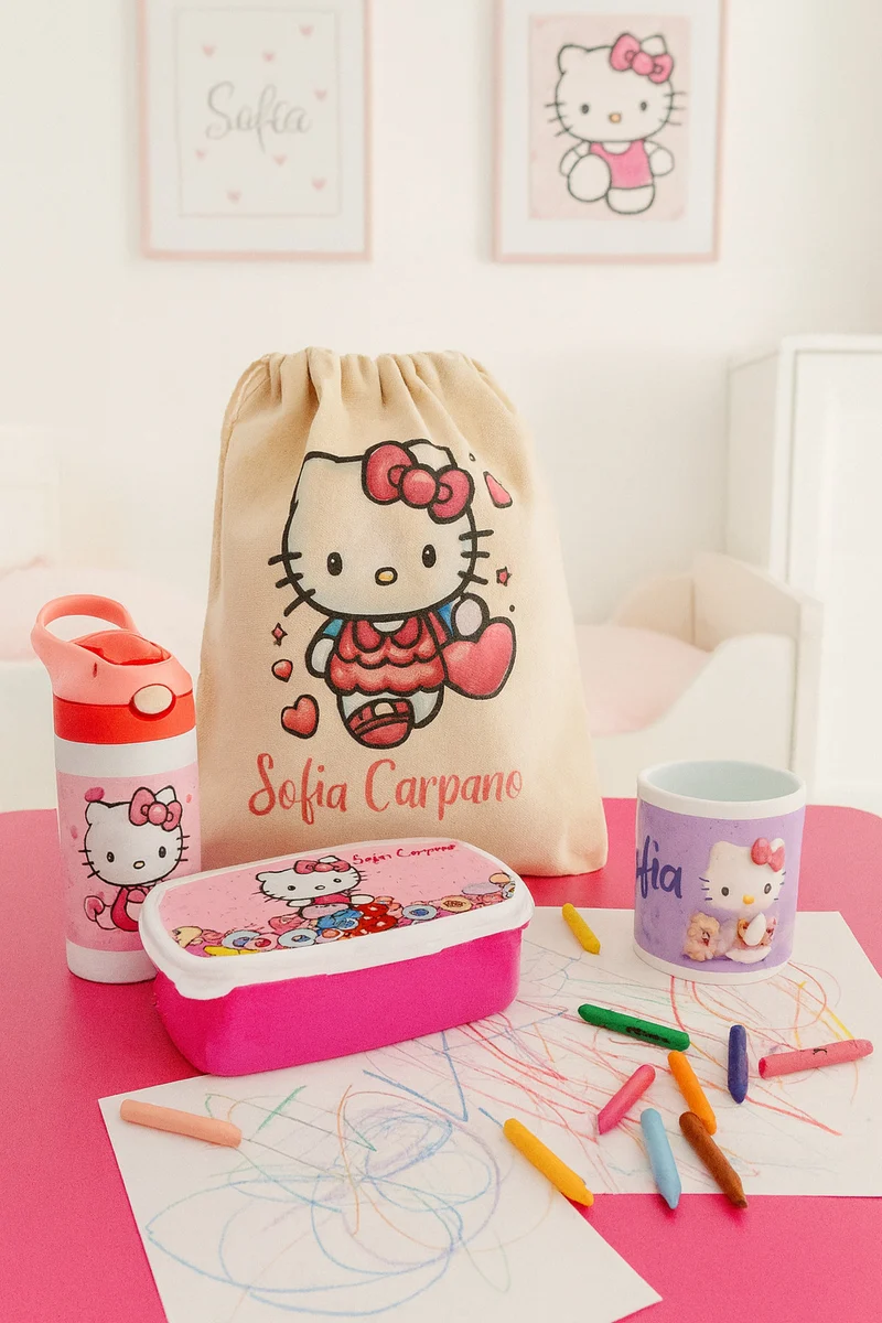 Set Borraccia - Bicchiere - Porta merenda - Sacca canvas