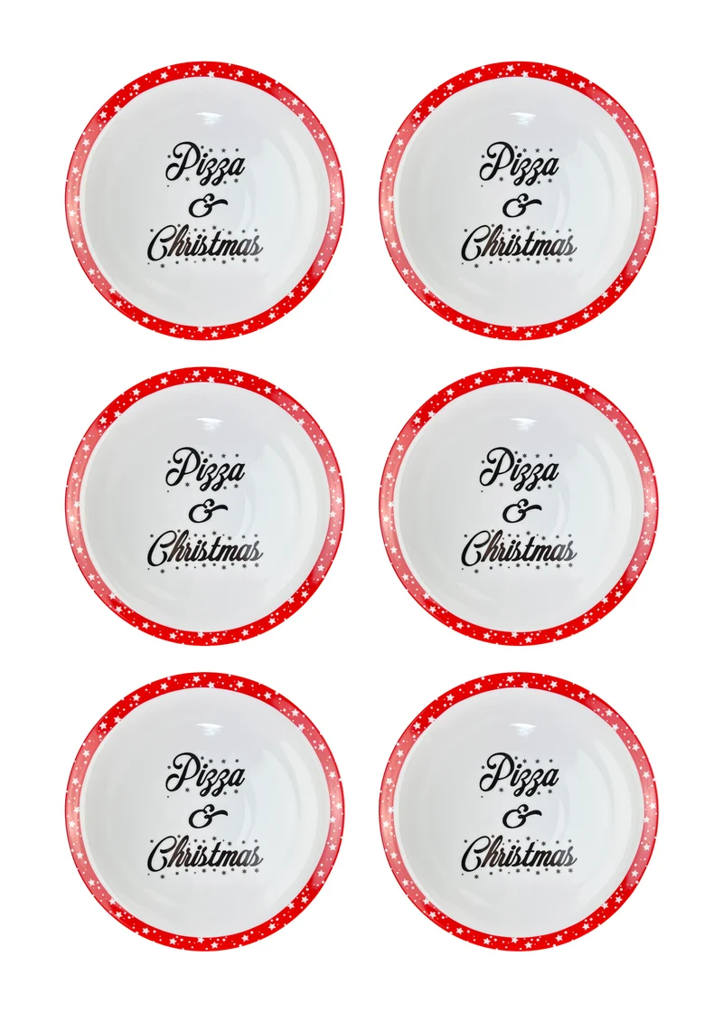 Set 6 Piatti Pizza Natalizi in Porcellana Bone China Ø30 cm Il Gruppone