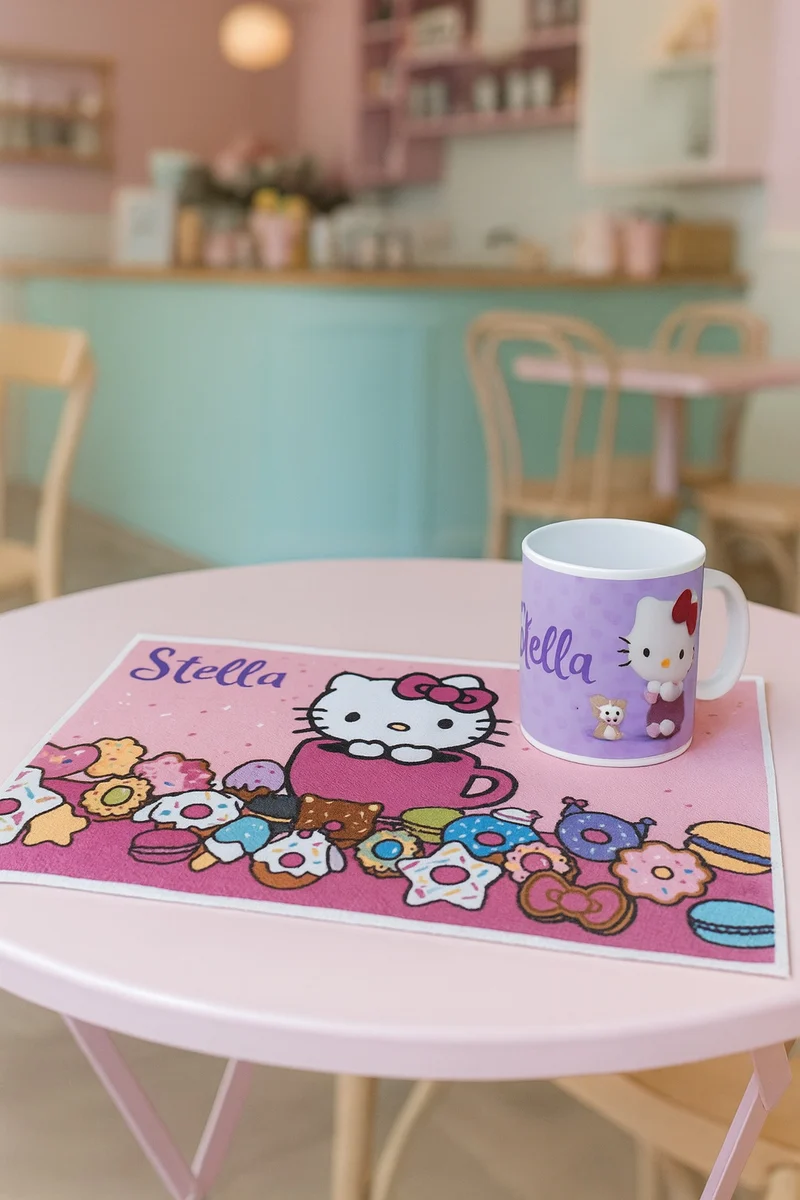 Set tovaglietta in canvas e bicchiere personalizzato