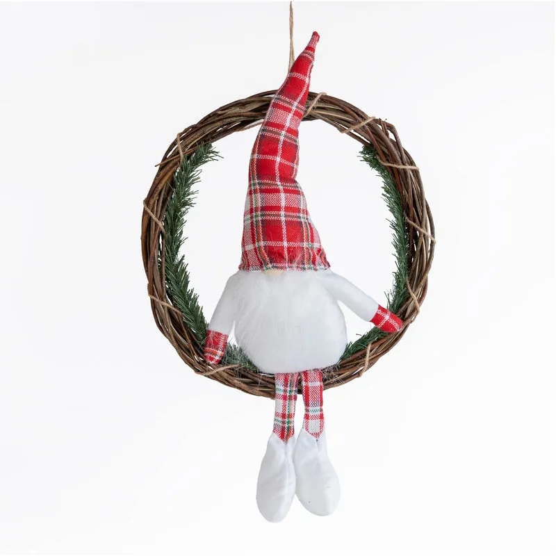 Ghirlanda Natalizia con Gnomo Seduto Ghirlanda Ø30 cm con Gnomo Alto 50 cm Il Gruppone