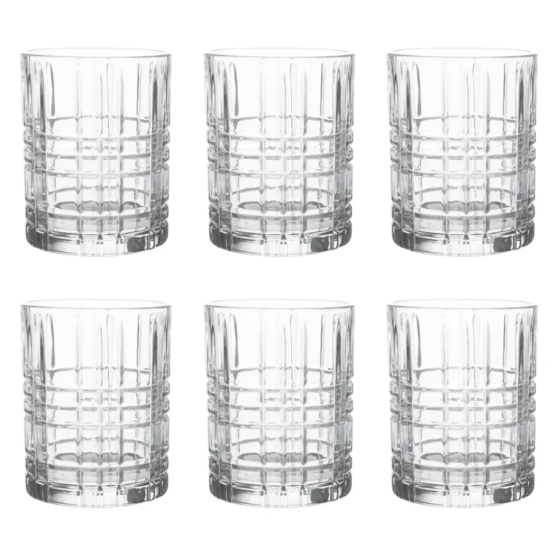 Set 6 Bicchieri da Whisky 31 cl in Vetro Lavorato Design Moderno Il Gruppone