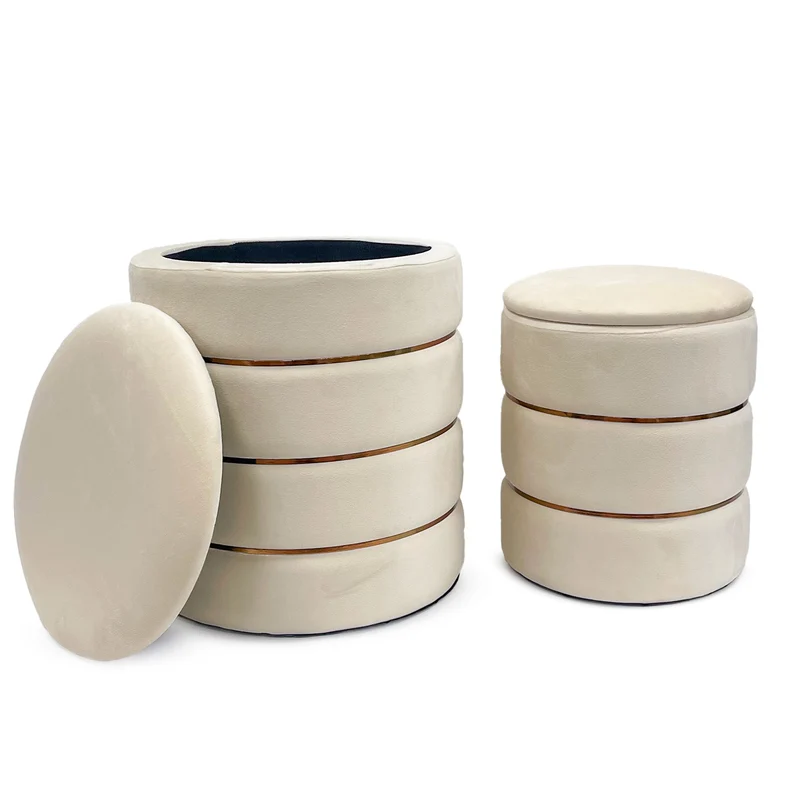 Coppia Pouf Poggiapiedi in Velluto 4 Colori Il Gruppone