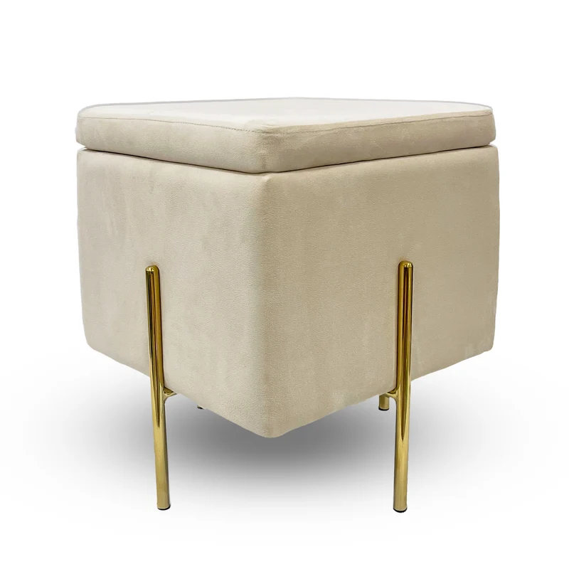 Pouf Contenitore in Velluto con Gambe Oro Il Gruppone