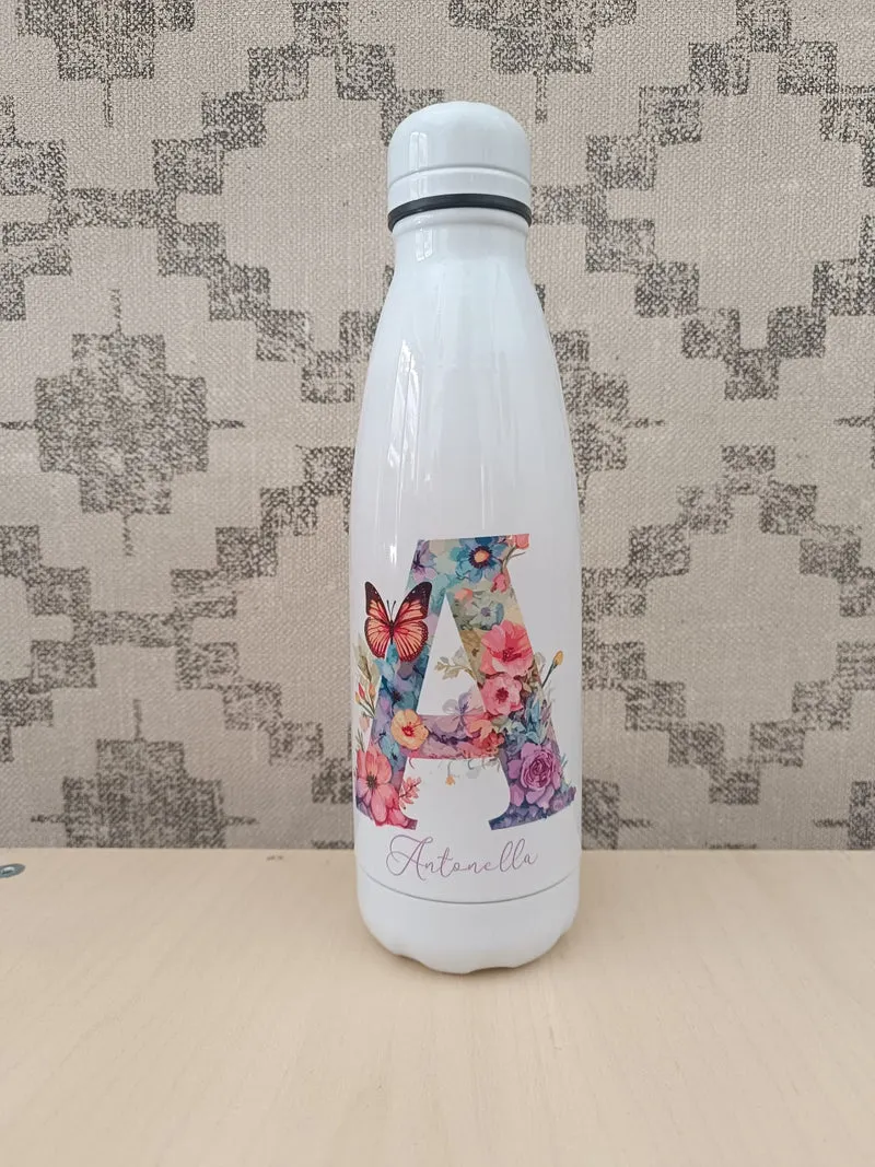 Borraccia termica in acciaio inox personalizzata con iniziale e nome