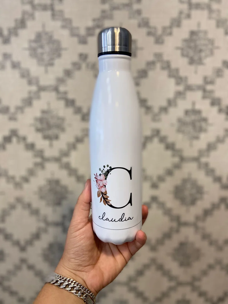 Borraccia termica in acciaio inox personalizzata con iniziale e nome