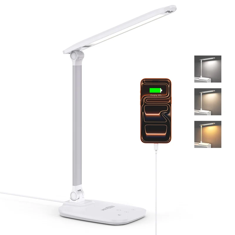 MAX EXCELL Lampada da Scrivania Led, Lampada da Scrivania Touch Control Pieghevole, Lampada da Tavolo con 3 Modalità di Illuminazione e Luminosità Regolabile