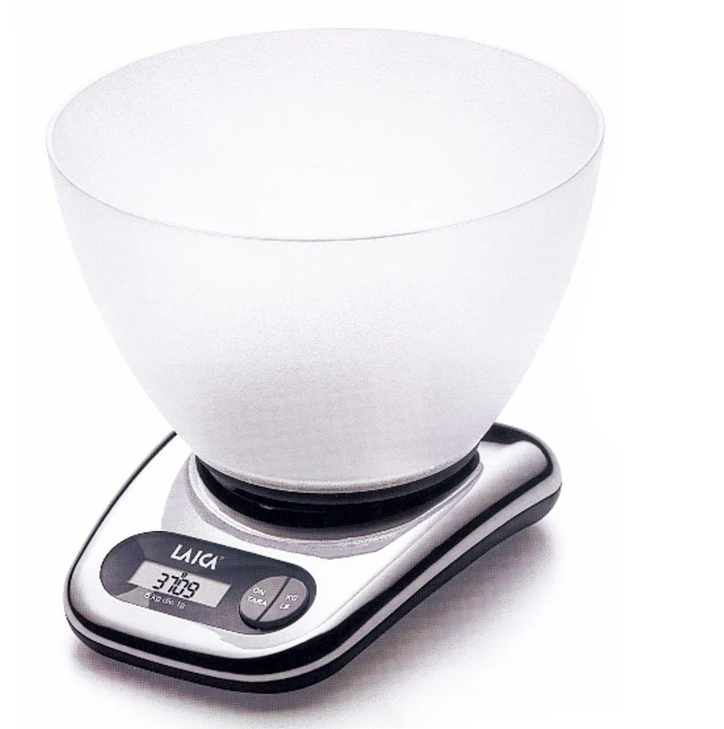 Laica BX9240 Bilancia da Cucina Elettronica, Base Cromo, Ciotola Vitrex, 5 kg, elettrica, alluminio