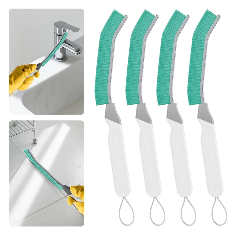 TQRR 4 Pezzi Spazzola Per la Pulizia Delle Fessure - Spazzola Fughe Piastrelle, Multifunzionale Spazzola per Pulire Doccia Casa, Cucine, Bagno, Finestra, Wc (4, Menta)