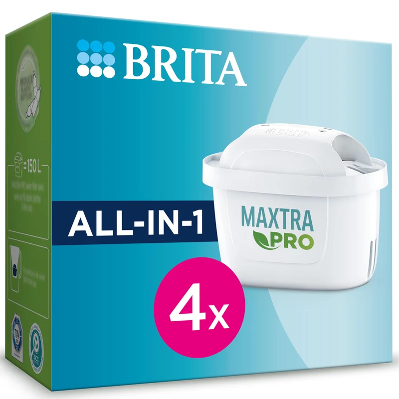 BRITA Filtro acqua rubinetto MAXTRA PRO All-in-1 confezione da 4 filtri - Riduce cloro, calcare, PFAS e metalli, filtro originale compatibile con caraffa acqua filtrante