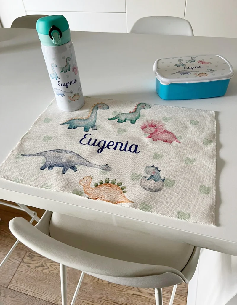 Set Tovaglietta in Canvas, Borraccia e Portamerenda Personalizzato