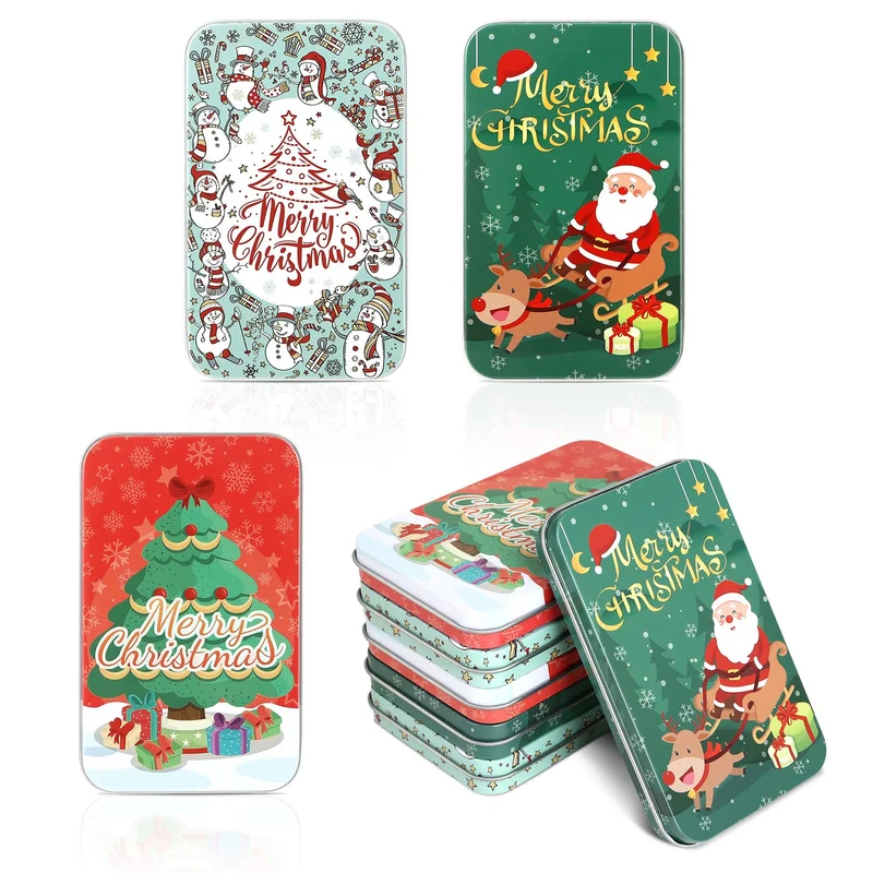 LIHAO 6pz Scatole di Natale in Metallo, MINI Cofanetto per Buono Regalo, Gioielleria, Moneta, Piccolo Contenitore