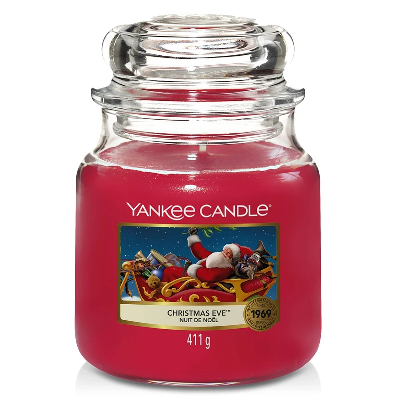 Yankee Candle Candela profumata in giara media, Vigilia di Natale, Durata Fino a 75 Ore
