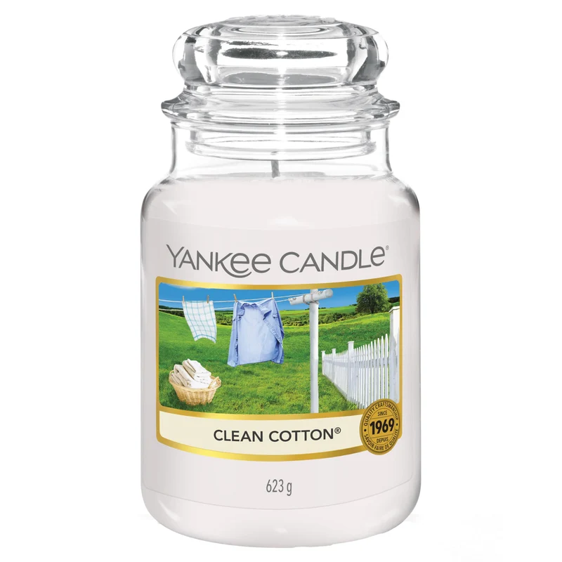 Yankee Candle Candela profumata in giara grande | Clean Cotton | Durata Fino a 150 Ore | Regali per donne