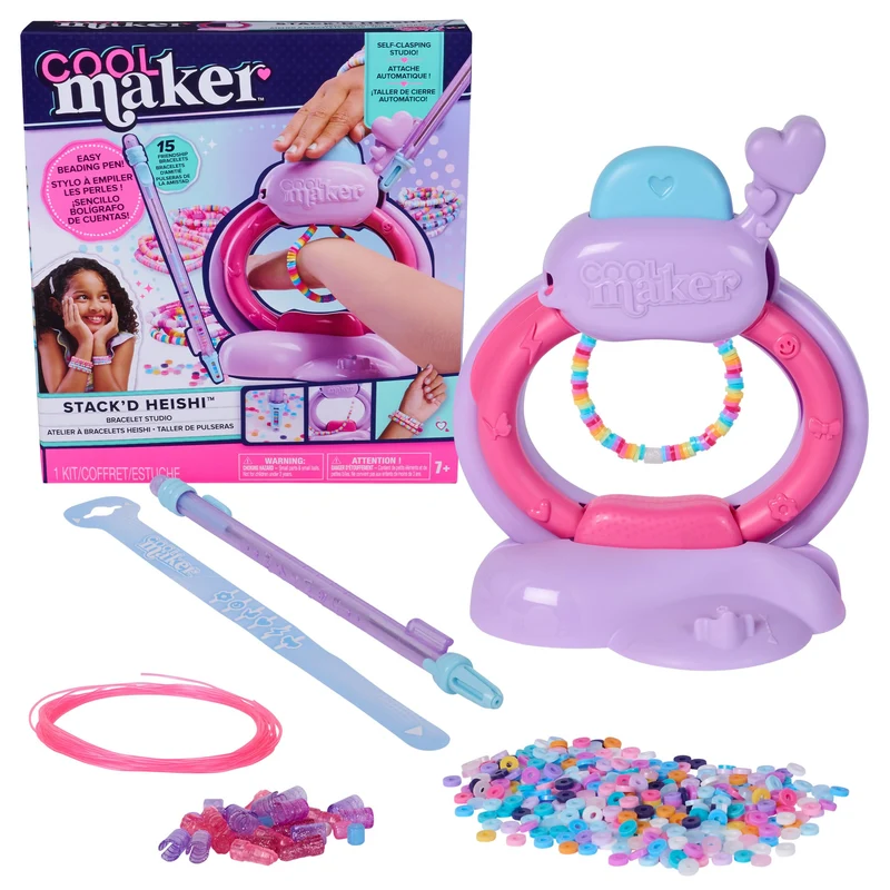 Cool Maker, Macchina dei Braccialetti Heishi dell'Amicizia, con Pratica Penna Impila-Perline e oltre 1200 Perline, per la Realizzazione di 15 Braccialetti, Giocattoli Artistici per Bambine, 7+ Anni