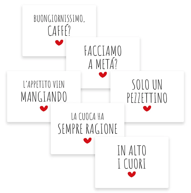 Set 6 Tovagliette Americane in Vinile con Scritte Simpatiche Antiscivolo Made in Italy Il Gruppone