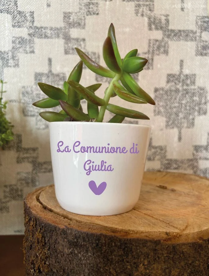Vasetto in ceramica bianco personalizzato